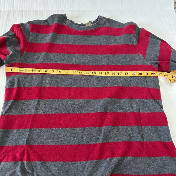 LL Bean mens Red Gray Striped Waffle Knit Long Sleeve Shirt Size XL - Picture 4 of 5
